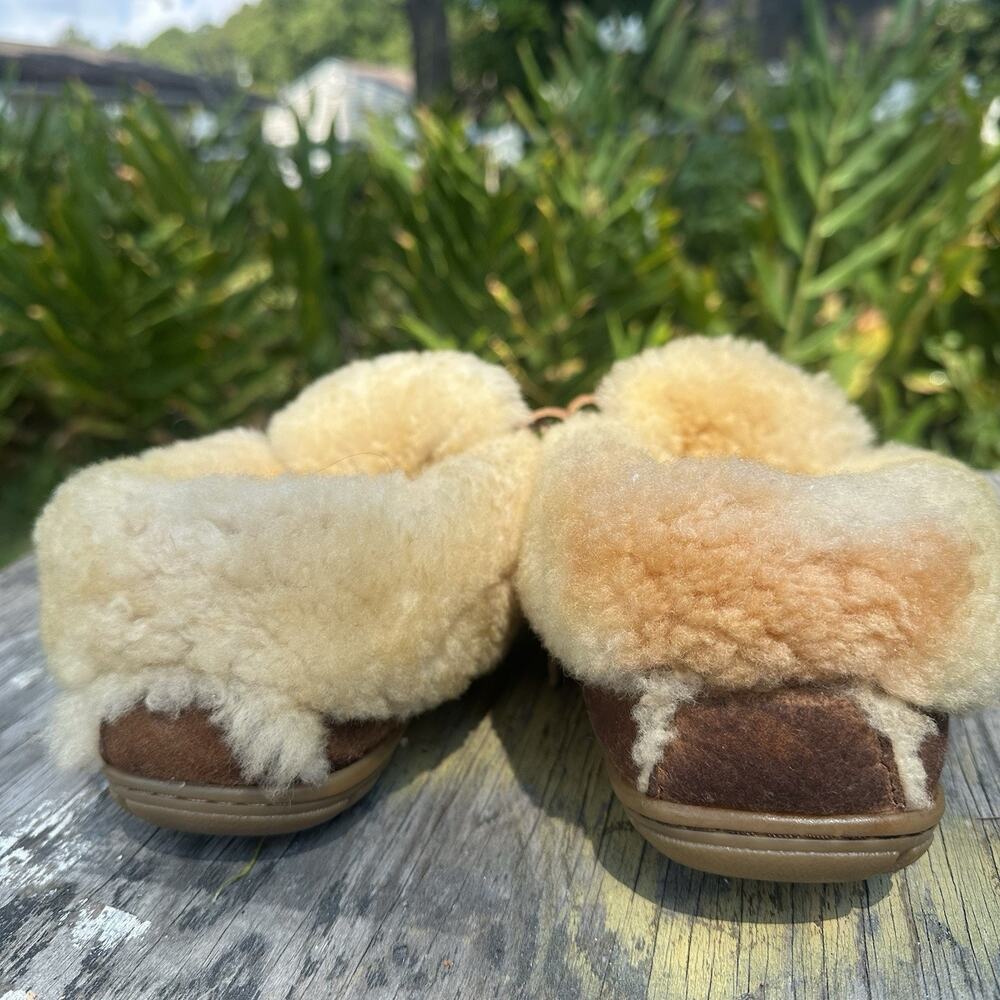 LL Bean Wicked Good Moccasin Slippers Women’s 10 Suede Shearling Lined Shoes - Picture 5 of 11